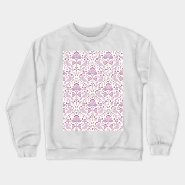 Symmetrical birds and flowers pattern Crewneck Sweatshirt by nataliaoro